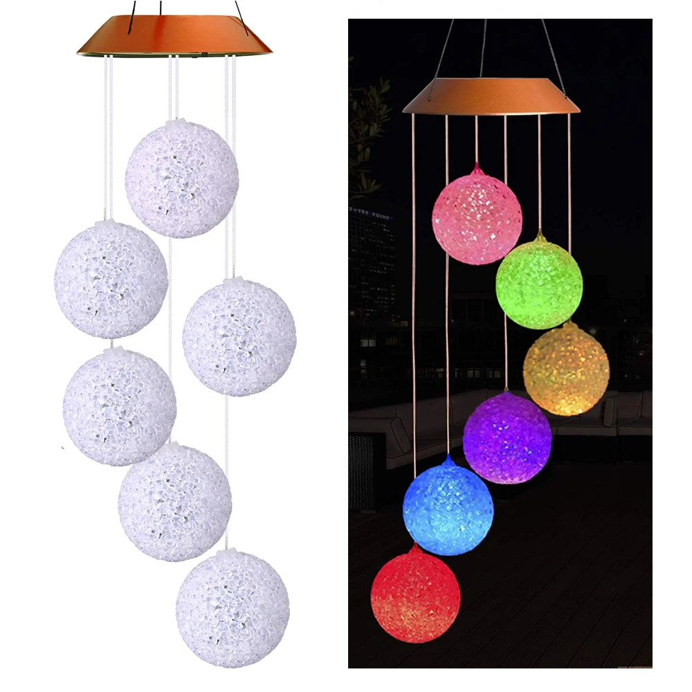 Excellent Solar-powered Outdoor Wind Bell Light Spiral Spinner Light Mobile Wind Chime  Solar LED Light Outdoor Hanging Decoration Lamp 4