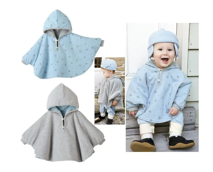 Модные пальто для детей одежда для мальчиков и девочек нарядная верхняя одежда из флиса накидка детская одежда пончо шаль палантин - Цвет: Gray