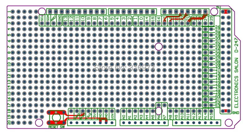 1 шт./лот) Прототип PCB для MEGA 2560 R3 щит наборов "сделай сам"