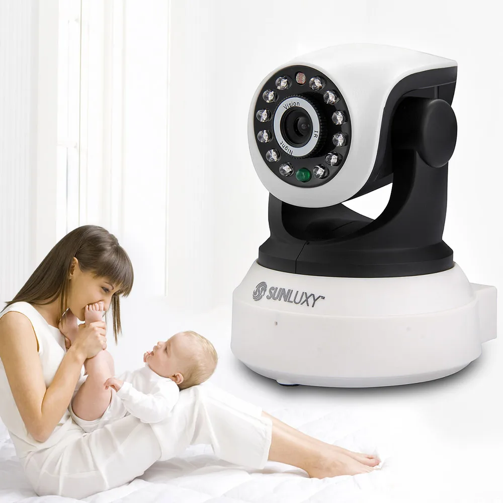 SUNLUXY Wireless WiFi Pan/Tilt IP Camera H.264 720P 1MP IR Night Vision Network Onvif CCTV Baby Camera Video Audio Alarm EU Plug