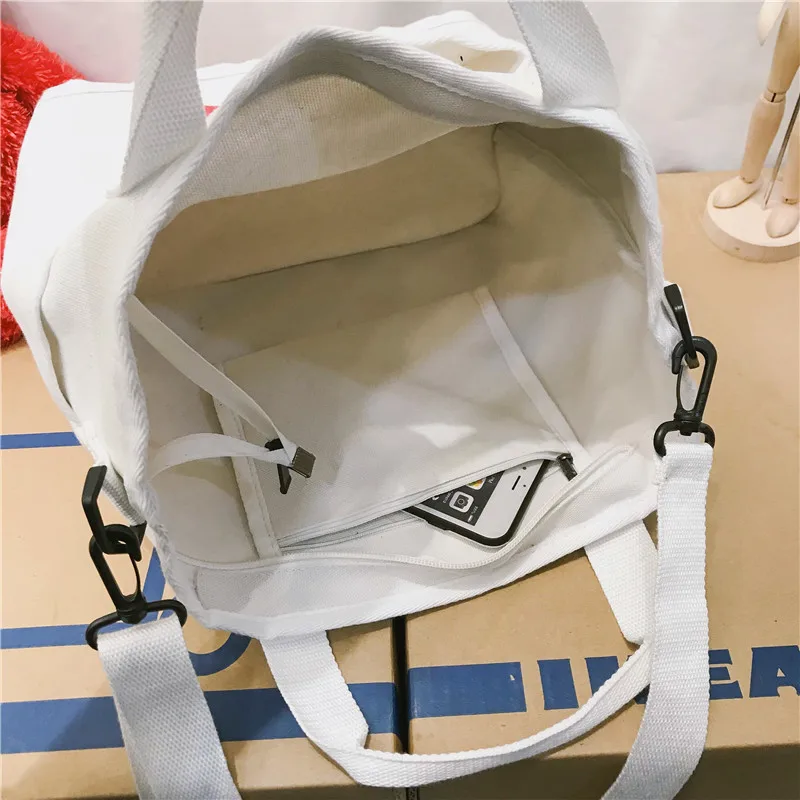 Menghuo High quality canvas cartoon handbag Large capacity Shoulder Bag Preppy Style Ladies Shopping Travel Casual Totes Bags (44)