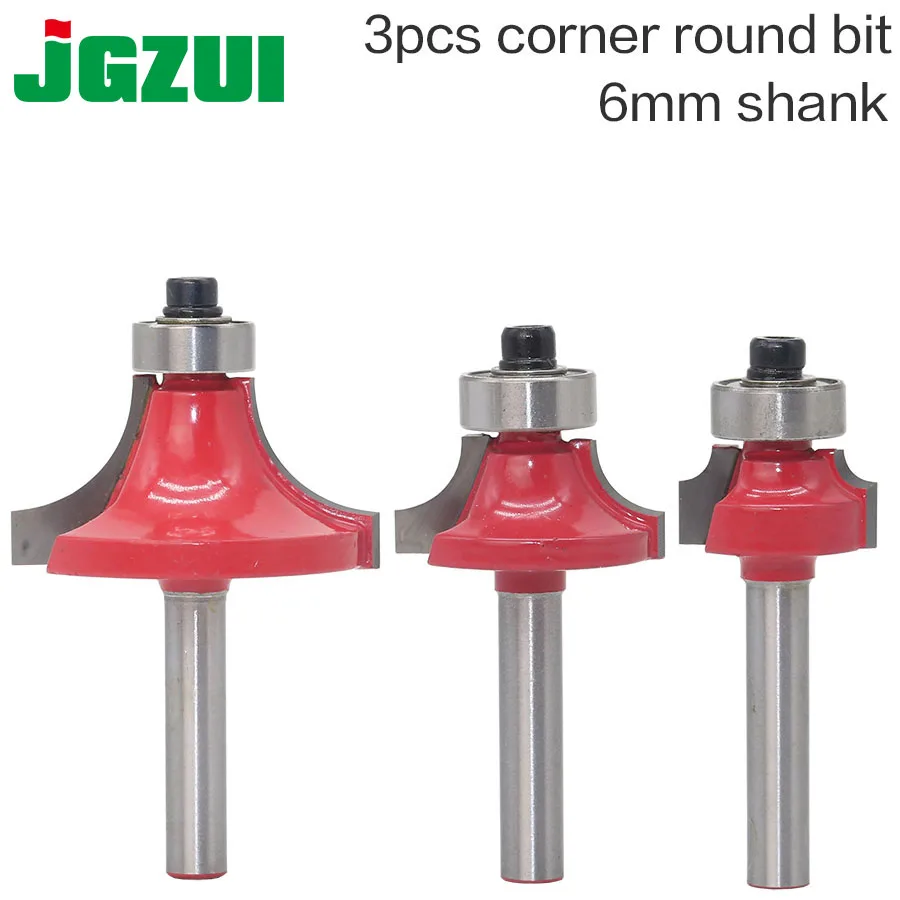 3pcs/set High Quality Roundover Bit with Bearing 6mm shank Dovetail