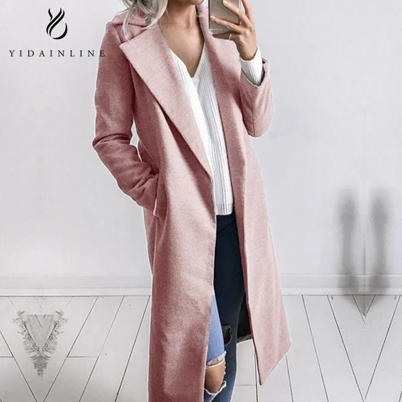 3XL Plus Size Winter Loose Blend Women Coat Woolen Korean Style Long Open Stitch Ladies Elegant Outwear Female Overcoat Tops