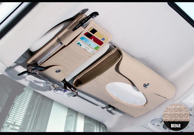 Подвесной автомобильный тканевый ящик солнцезащитный козырек многофункциональная тканевая открытка-коробка Упаковка из натуральной кожи очки ручки держатель автомобильные аксессуары Стайлинг