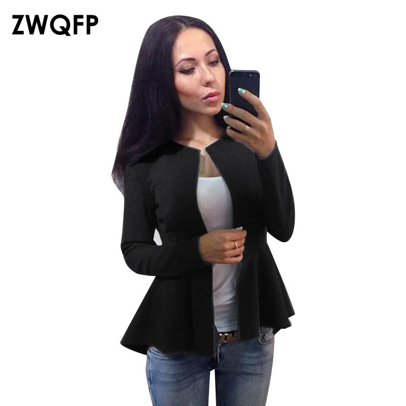 AKSLXDMMD 2019 Women Solid Blazer Notched Ladies Long