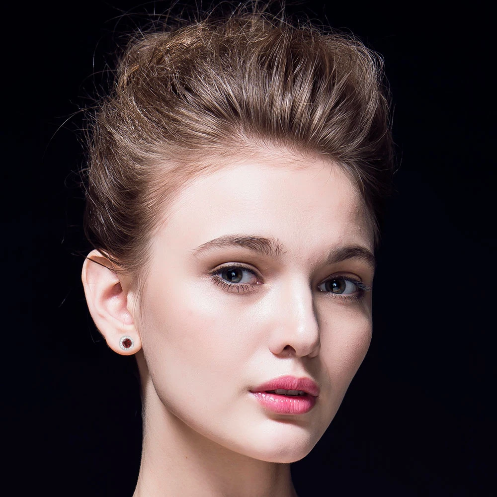 Double R натуральный гранат серьги 925 стерлинговое серебро для женщин гвоздики