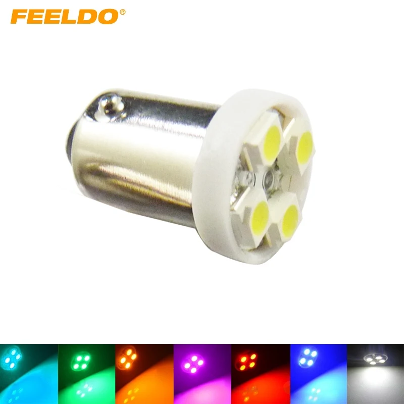 FEELDO 2 шт. 7 цветов BA9S T4W 1895 3528/1210 4SMD светодиодный Светодиодные Автомобильные