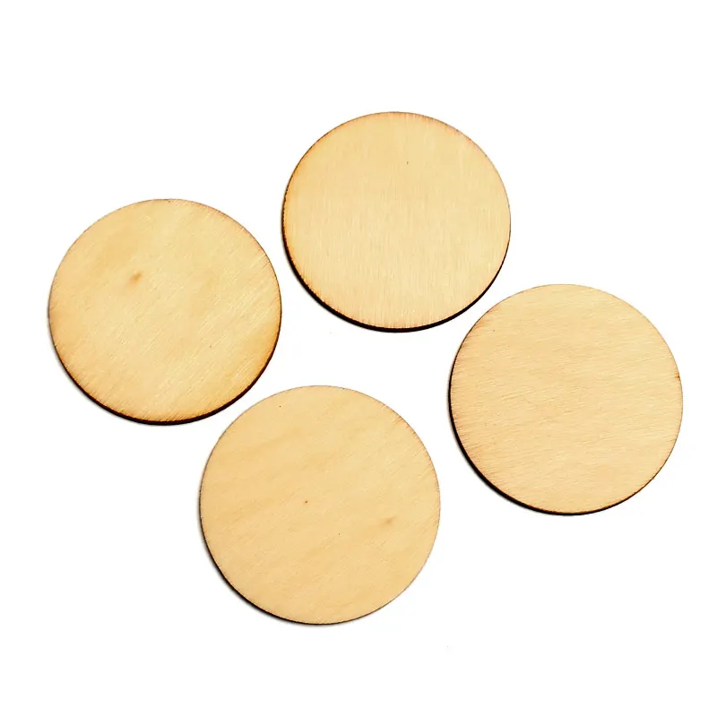 

50pcs 40mm Unfinished Round Wood Slices Embellishments MDF Wooden Cutout Flatback Scrapbooking For Cardmaking Art Wedding Decor