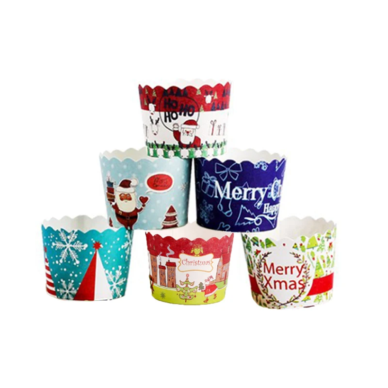 Muffin Cupcake Case Paper Cups Christmas Cupcake Holder Liners 50 Pcs/Set Pastry Accessories Colorful DIY Cake Decorating Tools