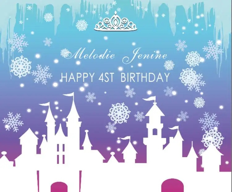 

Custom Frozen Snowflakes Castle Crown background polyester or Vinyl cloth High quality Computer print birthday backdrop