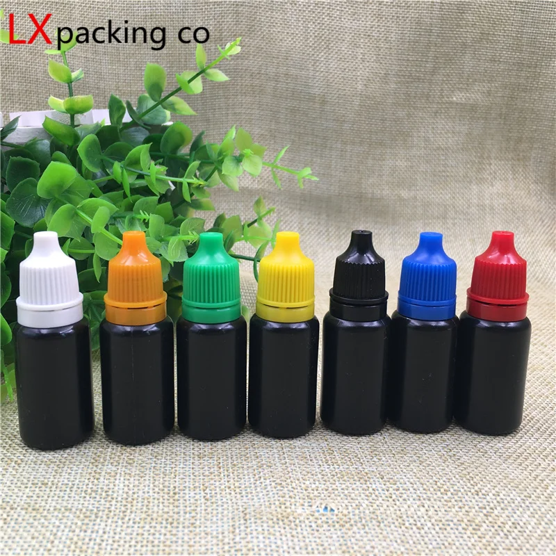 

100 pcs Free Shipping 10 ml Black Plastic Empty Dropping Bottles New Style Essence parfume Liquid Empty Cosnetic Containers