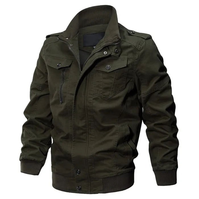 Коллекция осень-весна, новинка, мужские куртки в стиле милитари, одноцветные повседневные пальто, Модная приталенная Мужская брендовая одежда 6XL SA731 - Цвет: Army Green