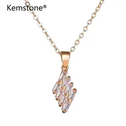Kemstone моды ромб AAA фианит кристалл кулон, ожерелье, элегантные ювелирные изделия