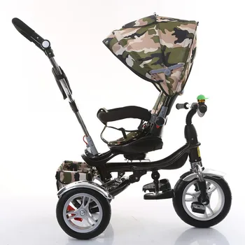

3 In 1 Children's Tricycle with Guardrail Baby Pedal Tricycle Kids Bike Seat Can Be Rotated Three Wheels Stroller Push Trolley