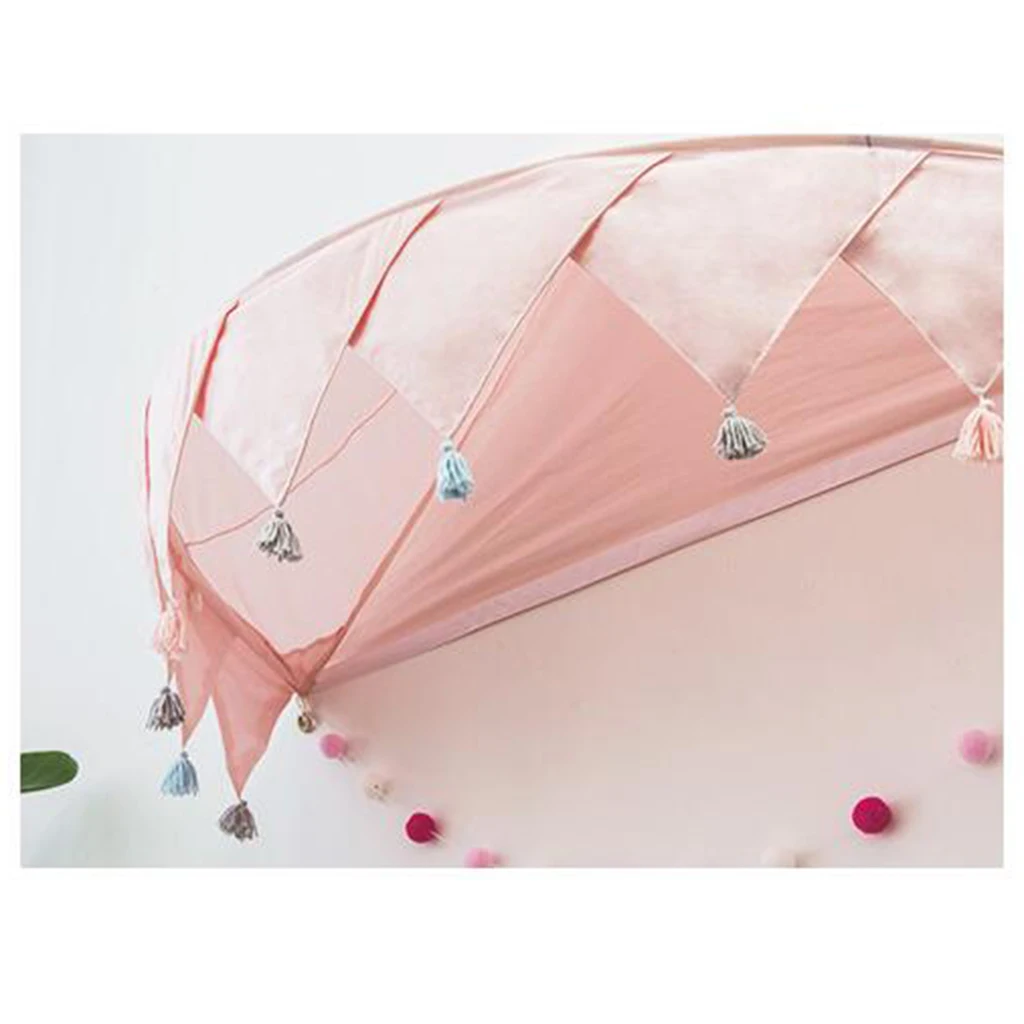 Princess Girl Playhouse Kids Bed Canopy with Mosquito Netting Hanging Play Tent Reading Corner -L –Pink
