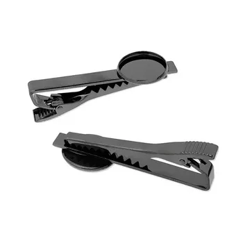 

16mm Gunmetal black Plated Blank Bases Round Circle Bezel Cabochon Settings Men's Tie Clips Clasps Jewelry Findings Wholesale
