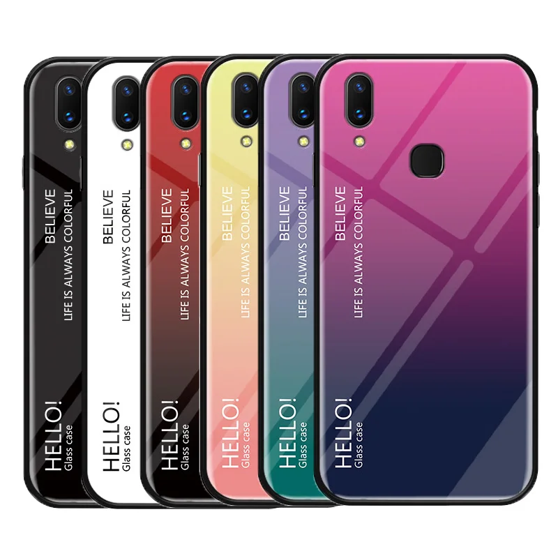 

Case For Vivo V9 Fashion Luxury Tempered Glass Silicone Frame Hard Cover for Vivo V 9 Cover Vivo Y85 Coque 6.3" Case Coque