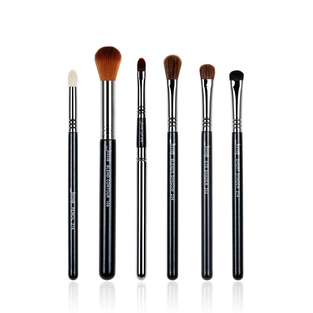 

Jessup 6pcs Pro Makeup Brushes Sets Black/Silver beauty Tools Make Up Brushes Kit Pencil Eye Shader Blend Contour Shadow Lip