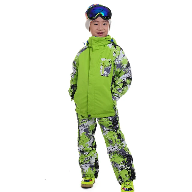 Best price at $105 Cheap 2016 New Printing Child Snow Suit Ski Jackets Twinset Ski Pants Outdoor Boys Girls Warm 3 in 1 Jacket Softshell Pants Skiing Set
