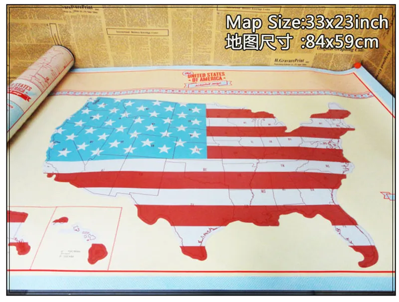 1 pcs Estados Unidos Raspadinha Viagem Mapa