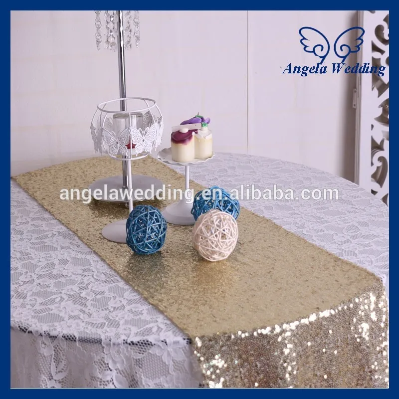 

RU017C Custom made Wedding sequence gold sequin table runner
