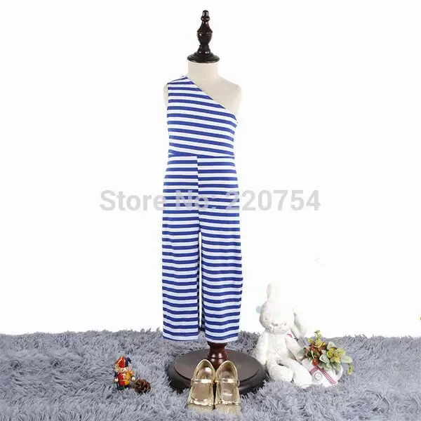 2017 New fashion girls one piece pants children chevron suit Kids Royal