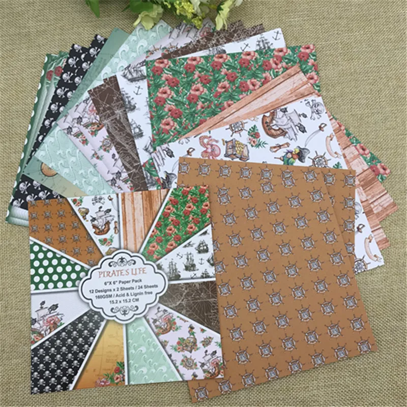 

6"X6"the PIRATE LIFE patterned paper Scrapbooking paper pack handmade craft paper craft Background pad