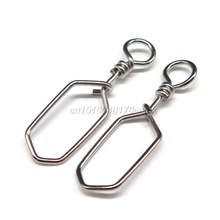 Minfishing 200 шт. квадратный рыболовный крючок защелкивается из нержавеющей стали рыболовное swivels замковое соединение рыболовные принадлежности рыболовный крючок
