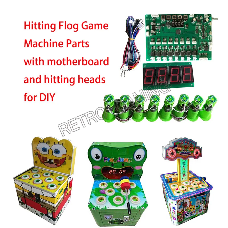 US $123.99 Arcade DIY kit with motherboard and 8 hitting heads for build up a kids hitting frogmouse hammer game machine