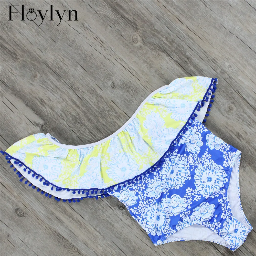 Floylyn 2017 Сексуальная одежда для плавания с открытыми плечами и принтом Женский