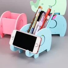 1PC Creative Wooden Cute Students Elephant Multifunctional Storage Manual Assembly Pen Holder Bracket Office Supplies