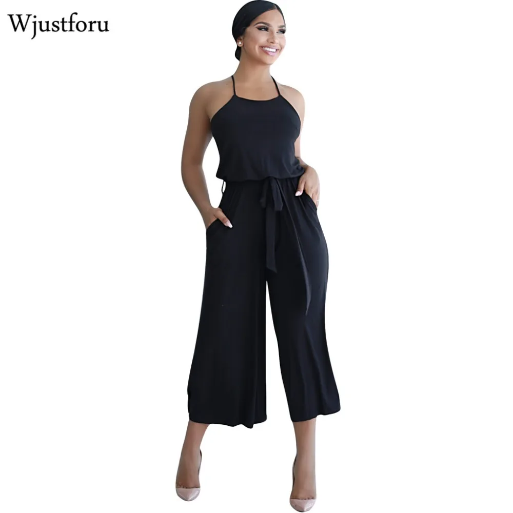 Aliexpress.com : Buy Wjustforu Black Fashion Wide Leg Casual Jumpsuit ...