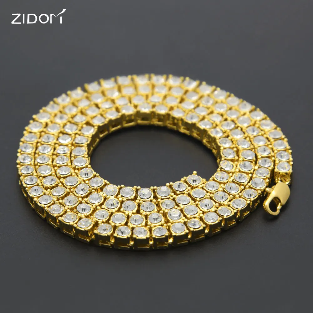 

Men hiphop iced out bling bling chain necklace fashion 1 ROW full Rhinestone 20-36inch long chains necklaces Men hip hop jewelry