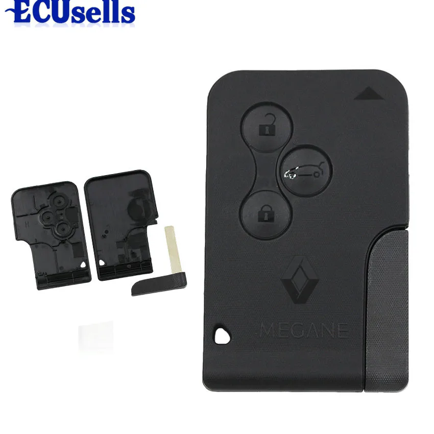 

3 Buttons Uncut Remote Keycard Key Card Shell Case Blank Fob for Renault Megane
