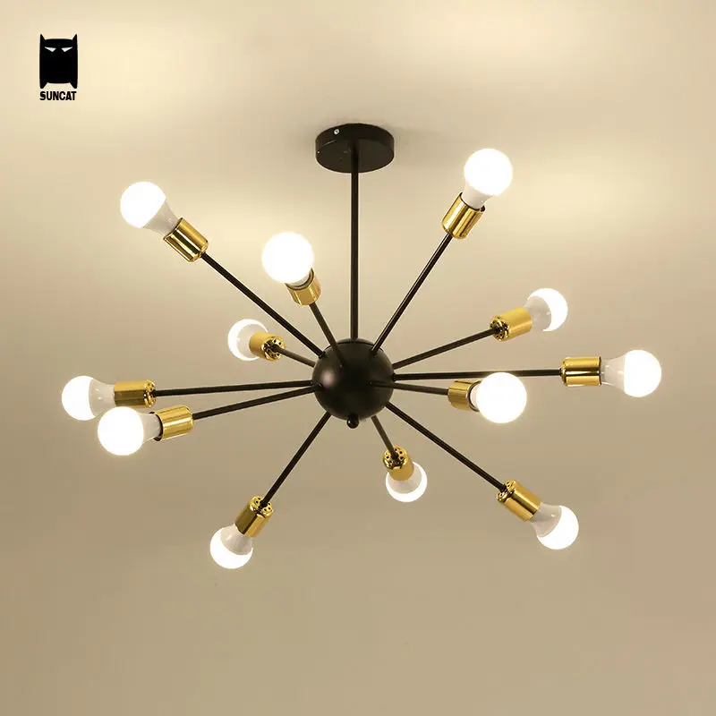 Черный железный металлический потолочный светильник арт деко скандинавский