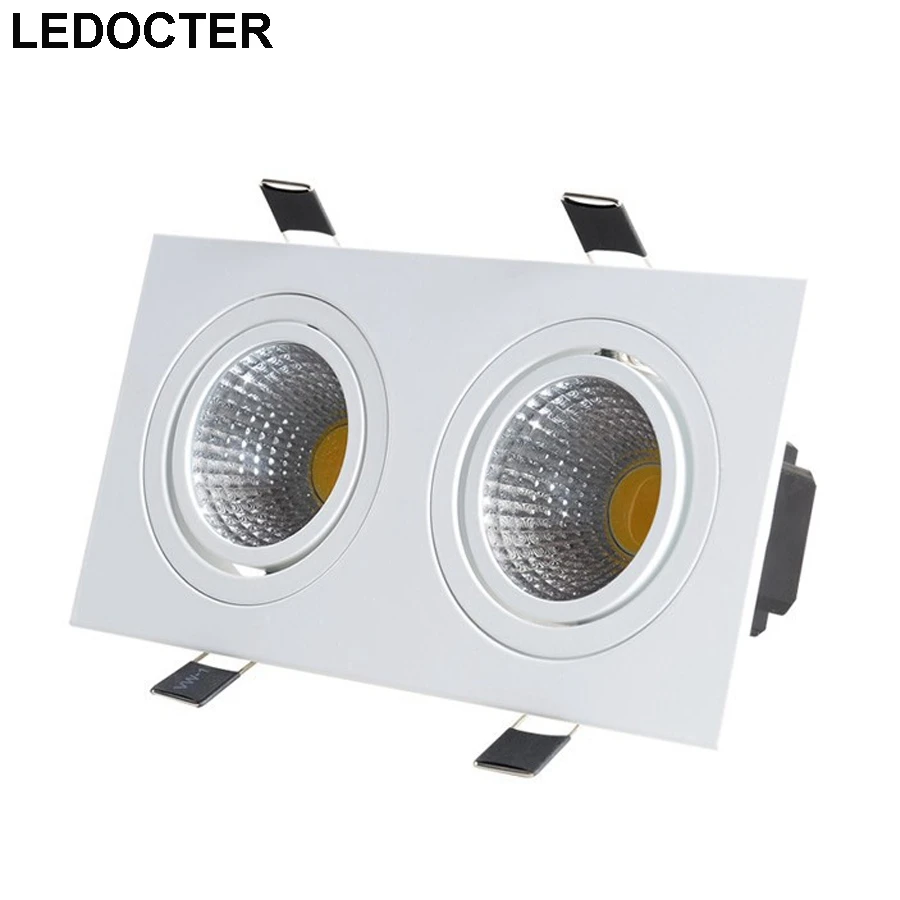 

CREE COB 2*9W 12W 15W 20W Square LED Downlights Double head Tiltable Fixture Recessed Ceiling Down Spot Lights Lamps AC110-240V
