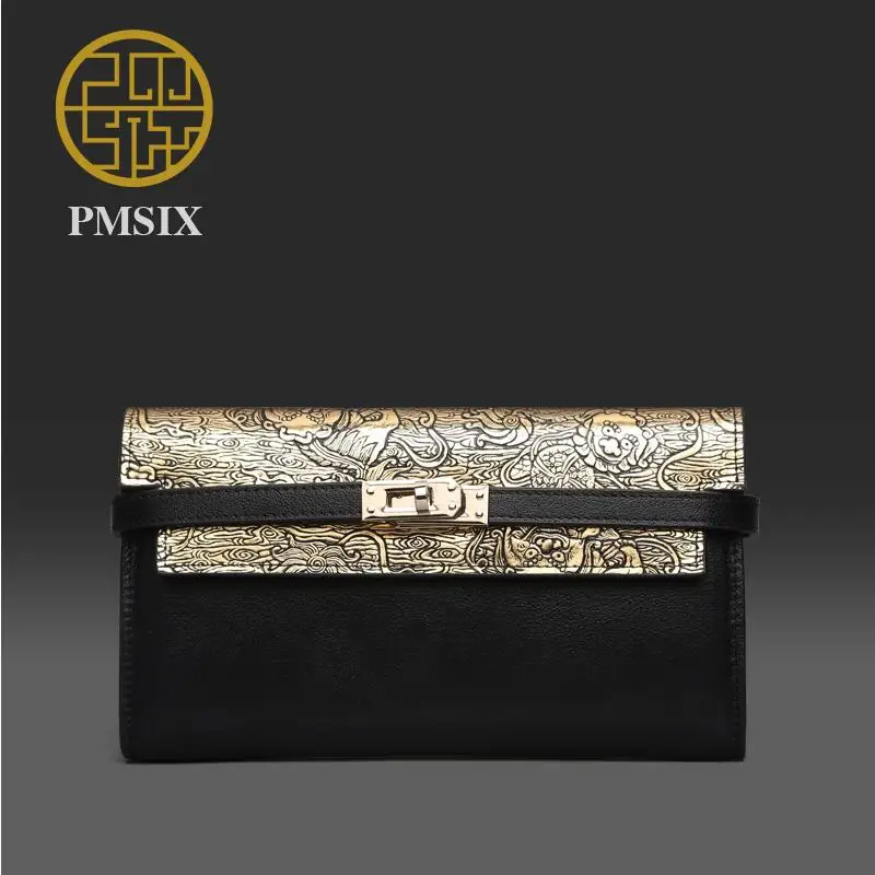 Pmsix2017 spring and summer fashion dinner handbag temperament leather