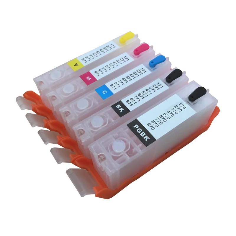 170 171 5 Colors for Canon PGI 170 CLI 171 Refillable Ink Cartridges for Canon PIXMA MG6810