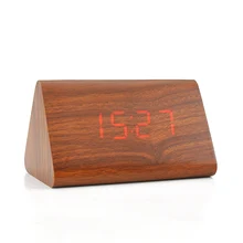 Madera calendario electrónico de escritorio de madera reloj despertador digital pantalla led pequeño relojes de madera inicio casa decor decoración