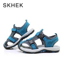 SKHEK Summer Beach Boys Sandals Children Shoes Kids Genuine Leather Cow Closed Toe Sport Kids Sandals Mixed Color Size apakowa new real genuine leather kids boys sandals children closed toe summer shoes cutout boys sandals children leather sandals