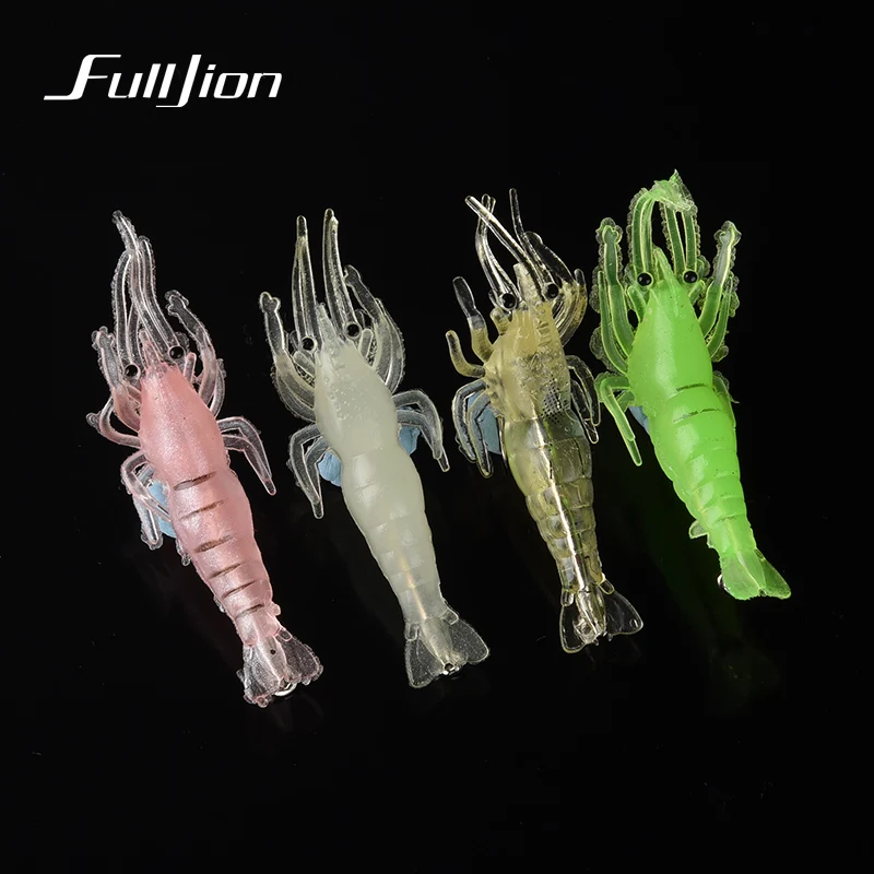 1 pcs Fishing Lures Luminous Soft Wobbler Transparent Shrimp Lure Noctilucent Fishing Artificial Pesca Baits With Hooks 1.3g 5pcs lot 10cm soft shrimp artificial baits fishing simulation noctilucent prawn lures anabaena smell hook baits fishing lure