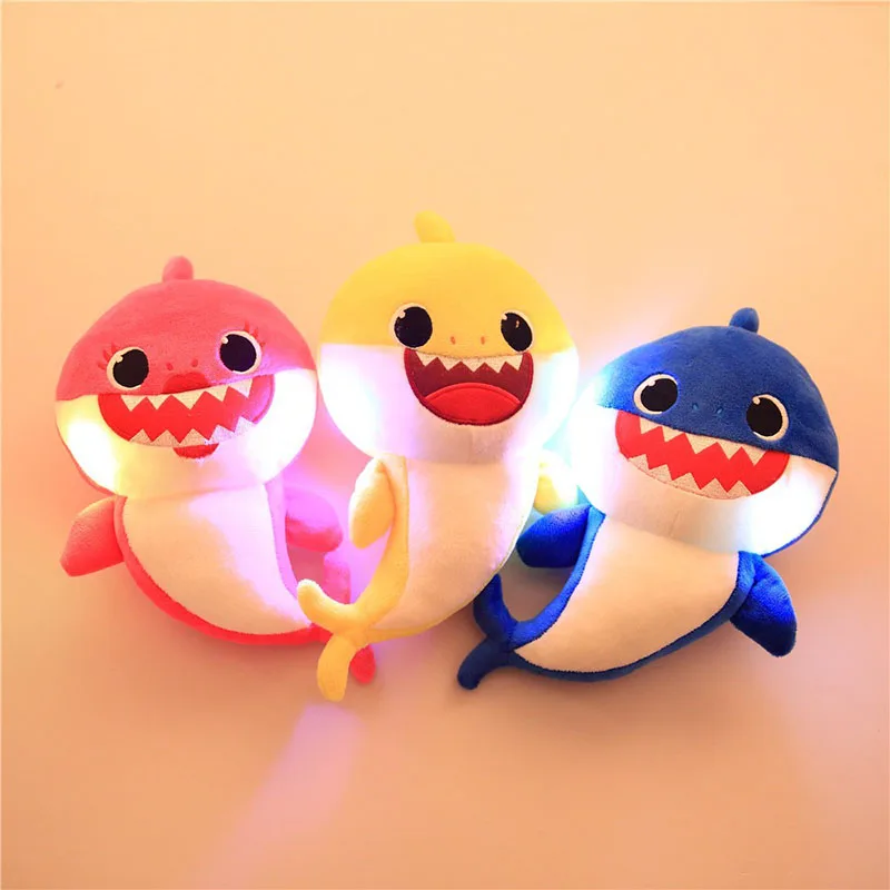 

Baby shark with music and light plush toy 30cm Cute Animal Plush 2019 New Baby Shark Dolls Singing English Song For Children