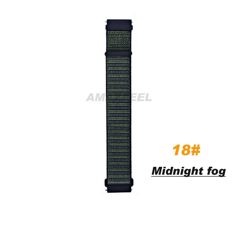 Спортивный нейлоновый ремешок для Amazfit ремешок Bip браслет для huawei Watch GT Honor Magic для Huami Amazfit Pace Stratos 2 GTS GTR 47 мм - Цвет: 18.midnight fog