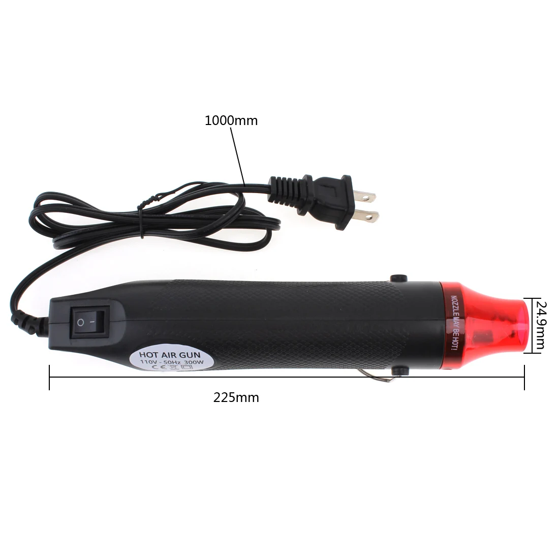 

110V 300W Diy Using Heat Gun Electric Tool with Shrink Plastic and Black Surface for Heating DIY Accessories and US Plug