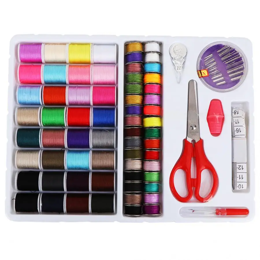 

64PCS Colorful Hand Machine Sewing Thread Cord Set Clothes String Spool Box FR-196