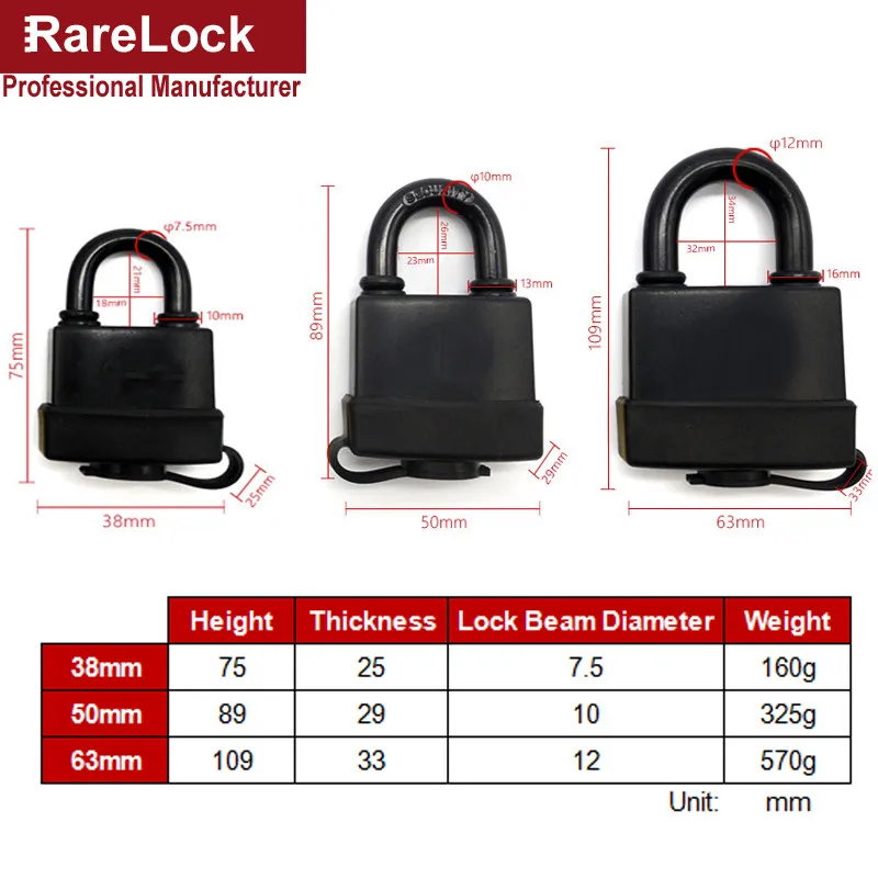 Rarelock MMS425 3 размера все клей водонепроницаемый пыленепроницаемый замок для наружный шкаф ворота деталь для дверцы DIY оборудование