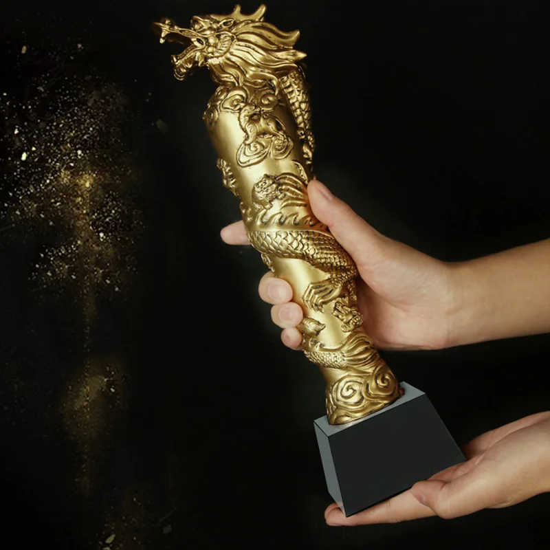 

RTAT0009 New Design Golden Dragon Award Panlong Award Crystal Cup Customized Resin Championship Resin Cup Trophy Souvenir Gift
