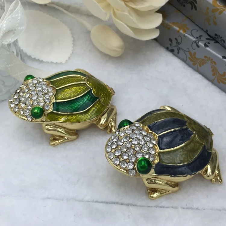 

2018 New Russia Frog Jewelry Trinket Box Collectible Crystal Animal Casket Souvenir Home Decoration Holiday Gift Metal Crafts