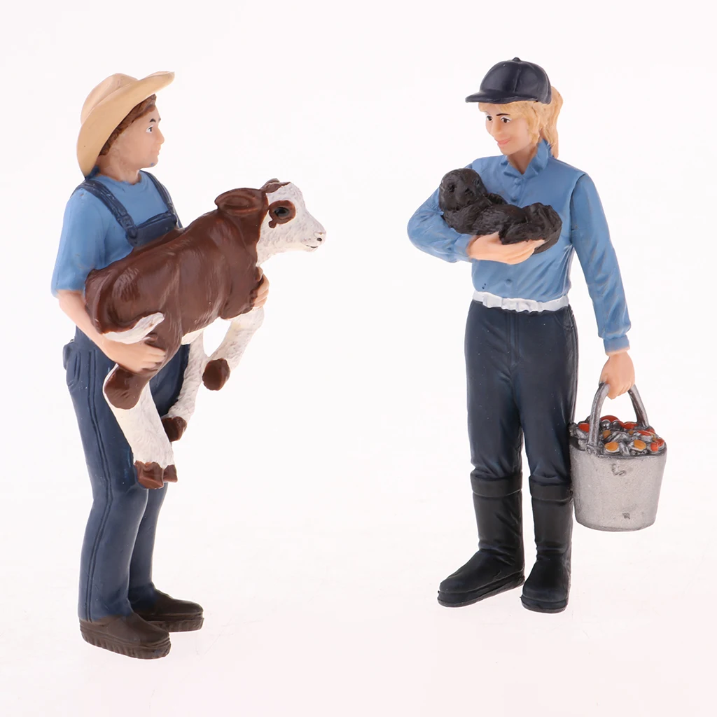 Pack/8Pcs Painted Model Figures People Male &Female Farmers 7-10cm Height