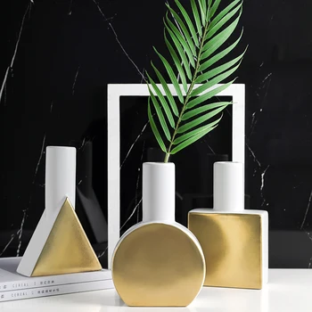 

Nordic Luxury Gold Small Vase Filler For Flowers Living Room Accessories Office Tabletop Wedding Party Ornamen Home Decorationts